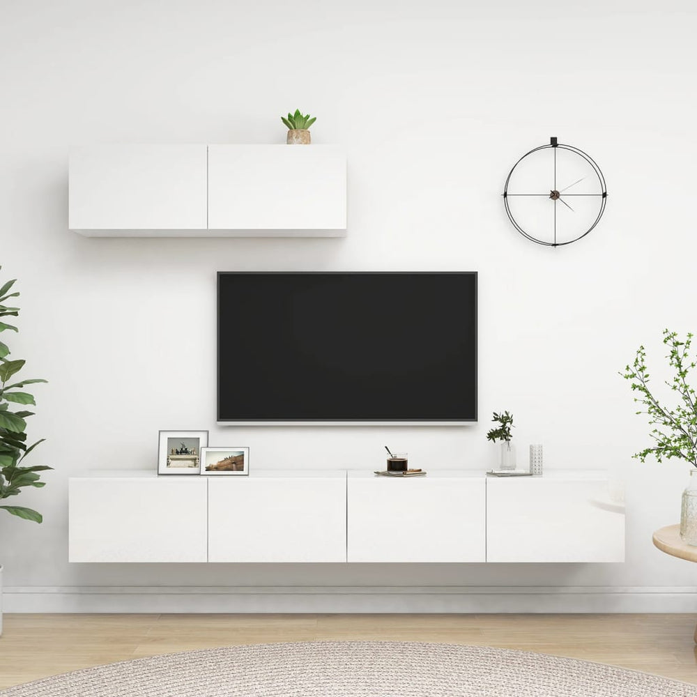 Tv-meubelen 3 st spaanplaat hoogglans wit MeubelReus