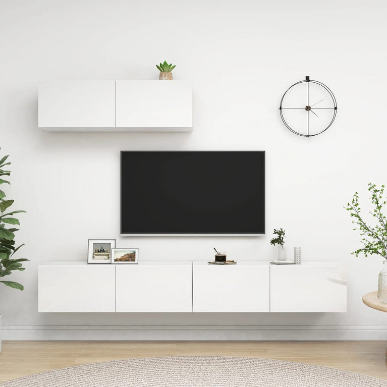 Tv-meubelen 3 st spaanplaat hoogglans wit MeubelReus
