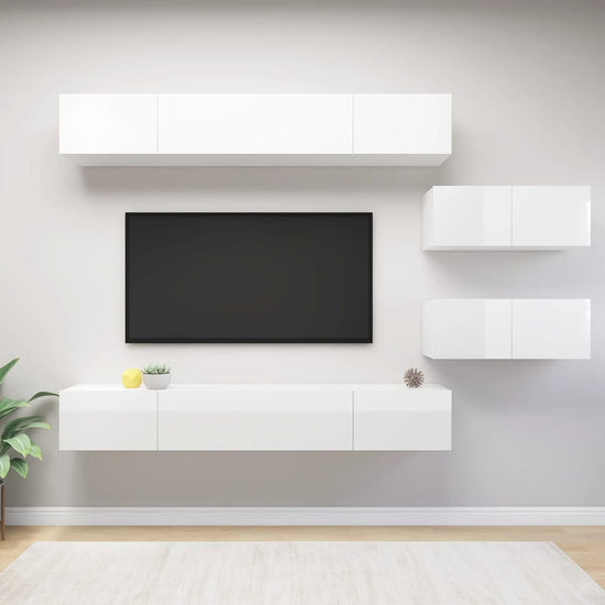 6-delige Tv-meubelset spaanplaat hoogglans wit MeubelReus