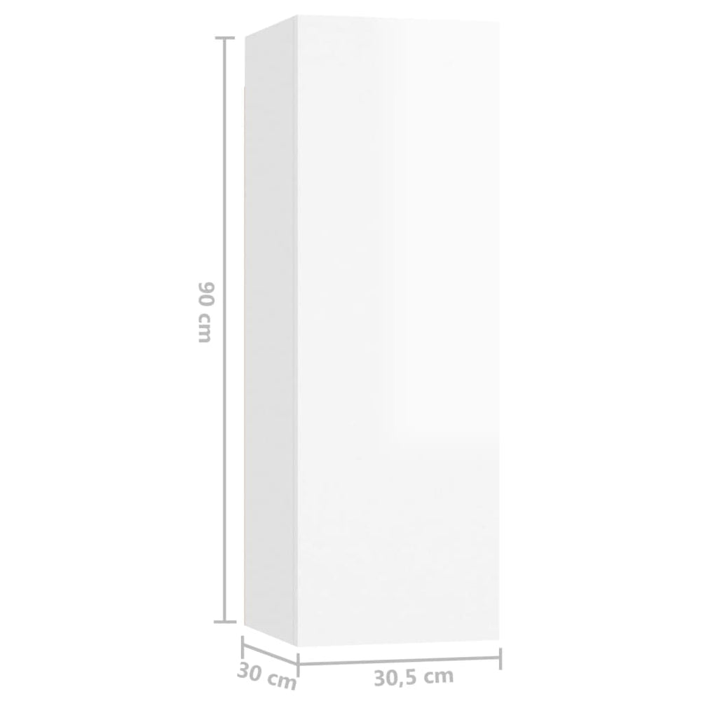 Tv-meubelen 4 st 30,5x30x90 cm spaanplaat hoogglans wit MeubelReus