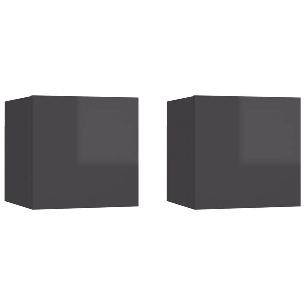Nachtkastjes 2 st 30,5x30x30 cm spaanplaat hoogglans grijs MeubelReus