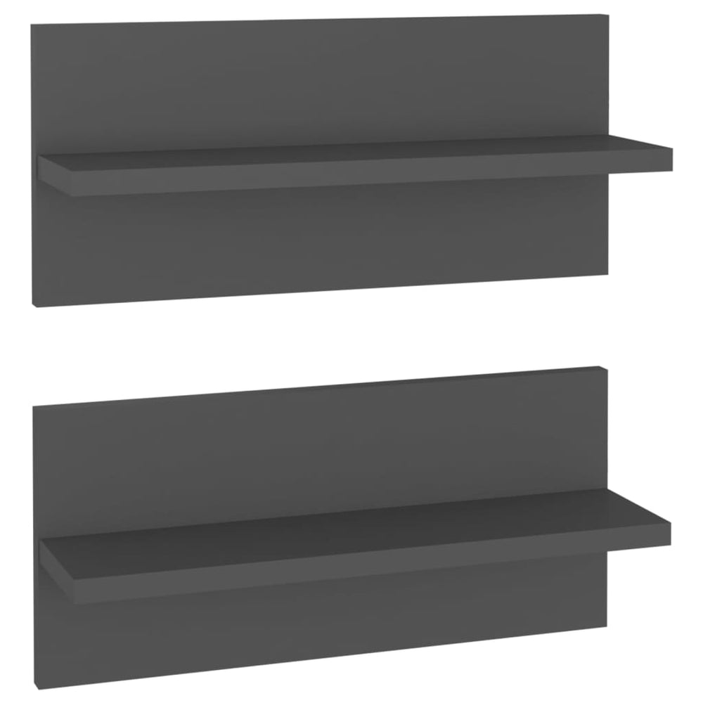 Wandschappen 2 st 40x11,5x18 cm spaanplaat grijs MeubelReus