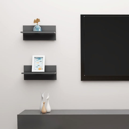 Wandschappen 2 st 40x11,5x18 cm spaanplaat grijs MeubelReus