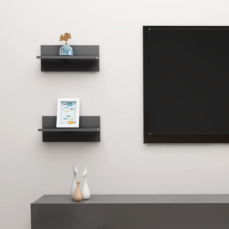 Wandschappen 2 st 40x11,5x18 cm spaanplaat grijs MeubelReus