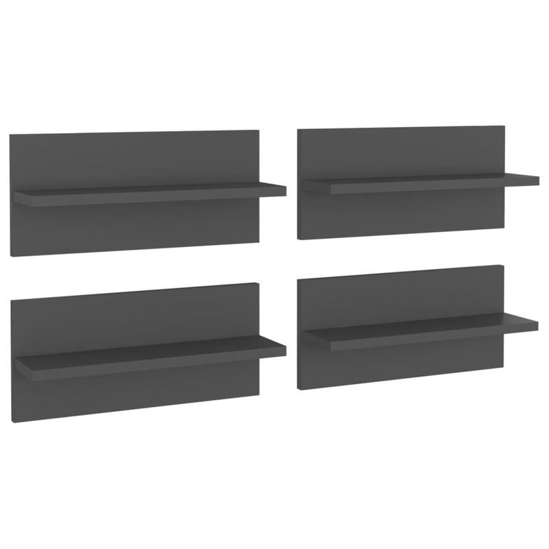 Wandschappen 4 st 40x11,5x18 cm spaanplaat grijs MeubelReus