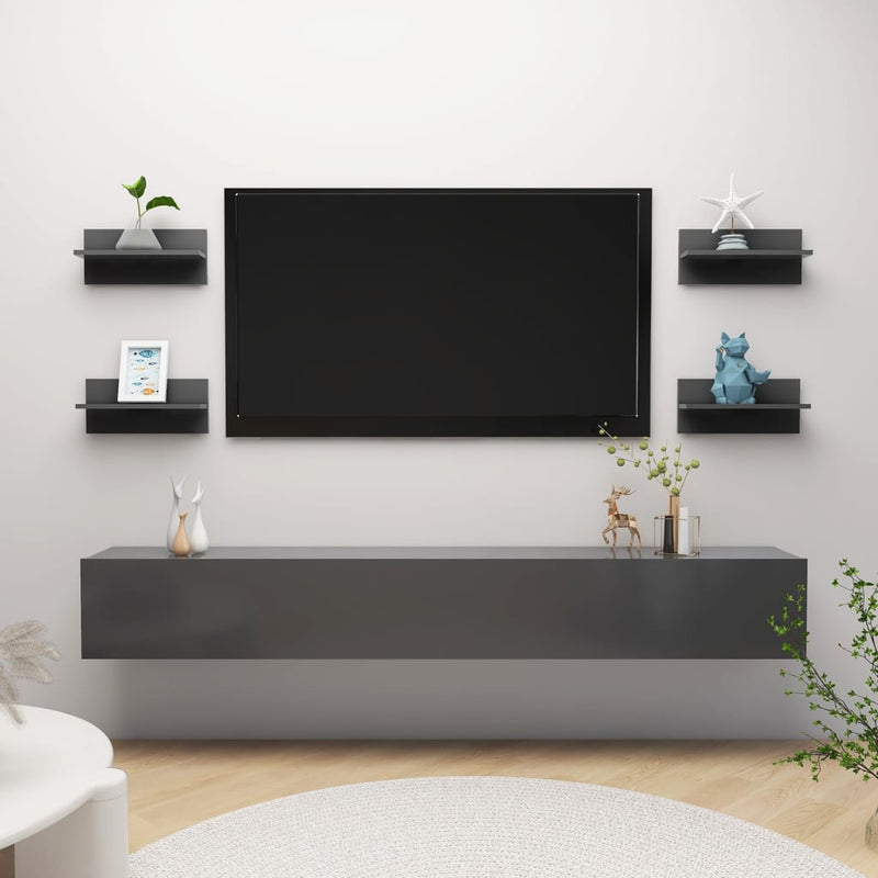 Wandschappen 4 st 40x11,5x18 cm spaanplaat grijs MeubelReus