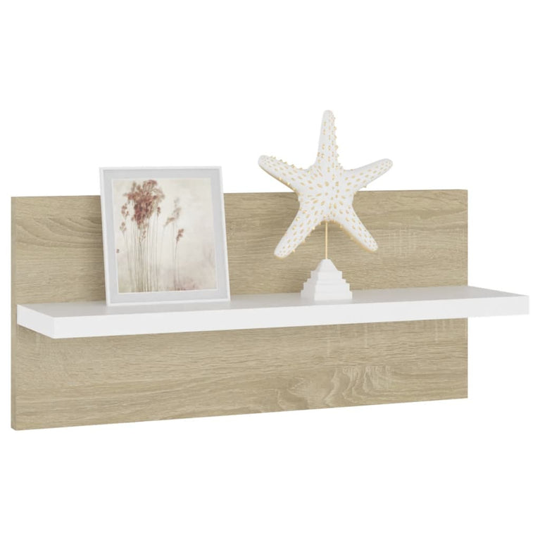 Wandschappen 4 st 40x11,5x18 cm wit en sonoma eikenkleurig