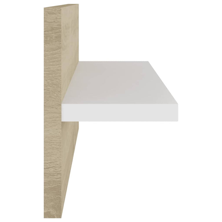 Wandschappen 4 st 40x11,5x18 cm wit en sonoma eikenkleurig
