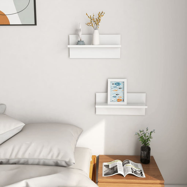 Wandschappen 2 st 40x11,5x18 cm hoogglans wit MeubelReus