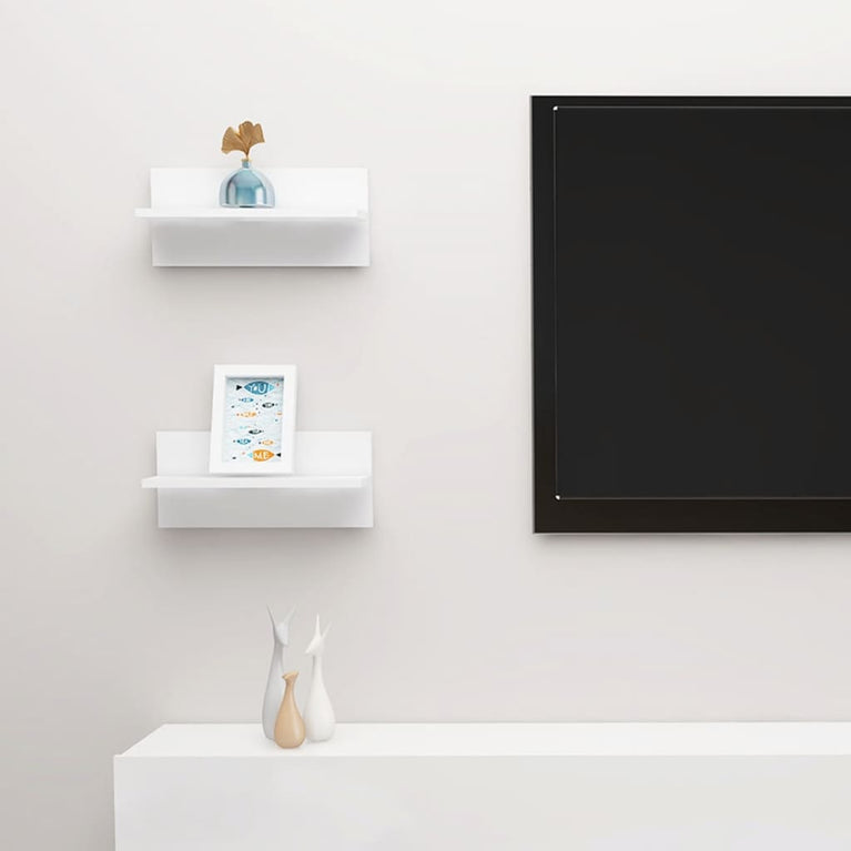 Wandschappen 2 st 40x11,5x18 cm hoogglans wit MeubelReus