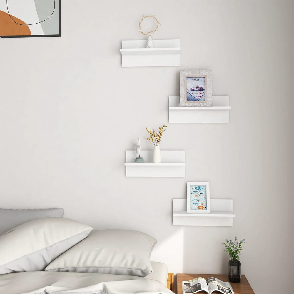Wandschappen 4 st 40x11,5x18 cm hoogglans wit MeubelReus