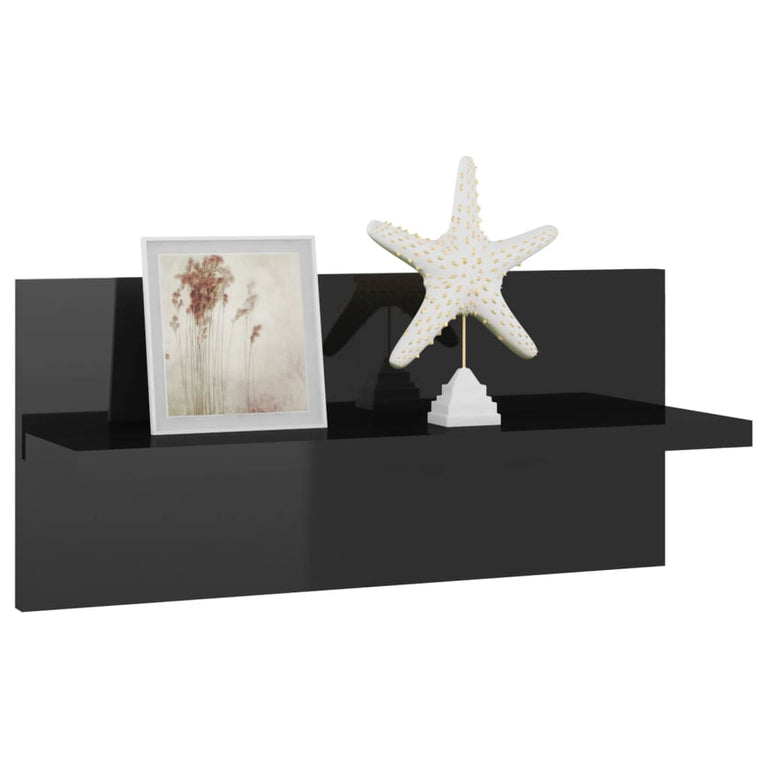 Wandschappen 2 st 40x11,5x18 cm hoogglans zwart MeubelReus
