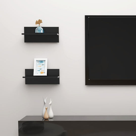 Wandschappen 2 st 40x11,5x18 cm hoogglans zwart MeubelReus