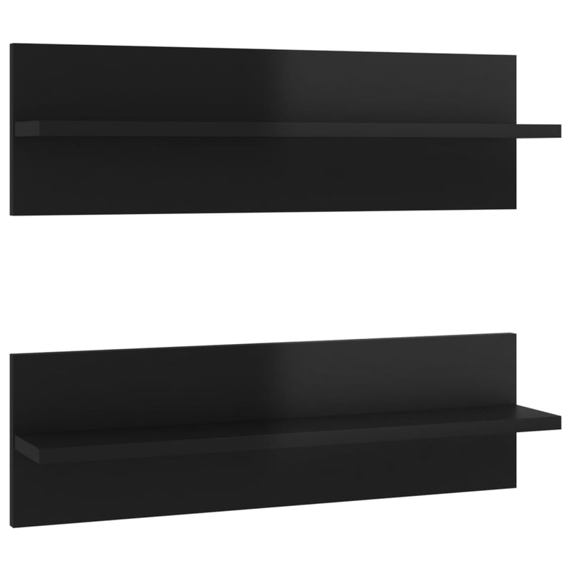 Wandschappen 2 st 60x11,5x18 cm spaanplaat hoogglans zwart MeubelReus