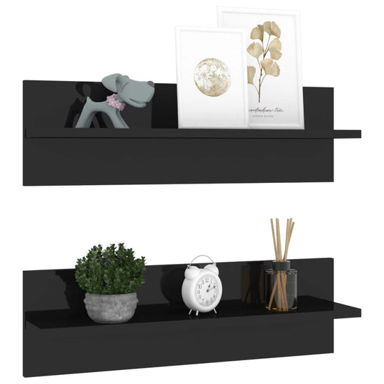 Wandschappen 2 st 60x11,5x18 cm spaanplaat hoogglans zwart MeubelReus