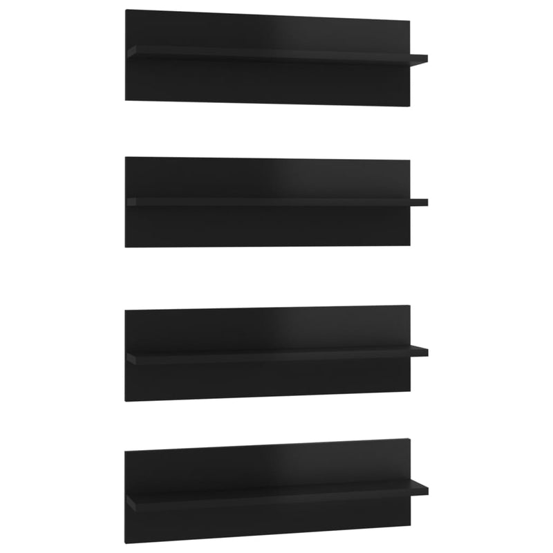 Wandschappen 4 st 60x11,5x18 cm spaanplaat hoogglans zwart MeubelReus