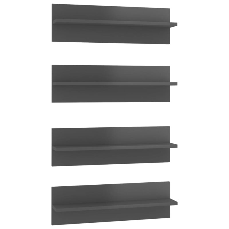 Wandschappen 4 st 60x11,5x18 cm spaanplaat hoogglans grijs MeubelReus