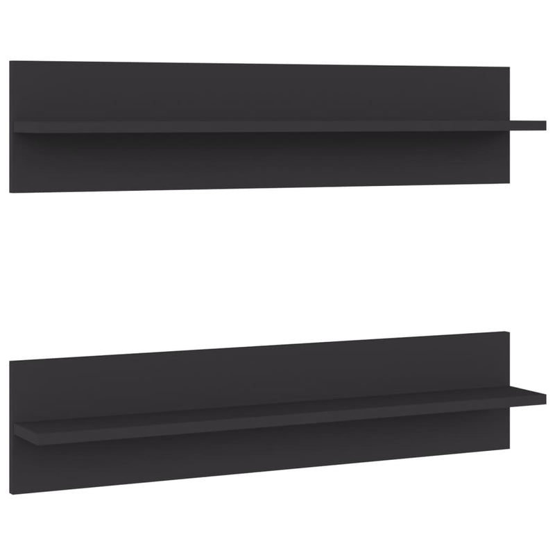 Wandschappen 2 st 80x11,5x18 cm spaanplaat grijs MeubelReus