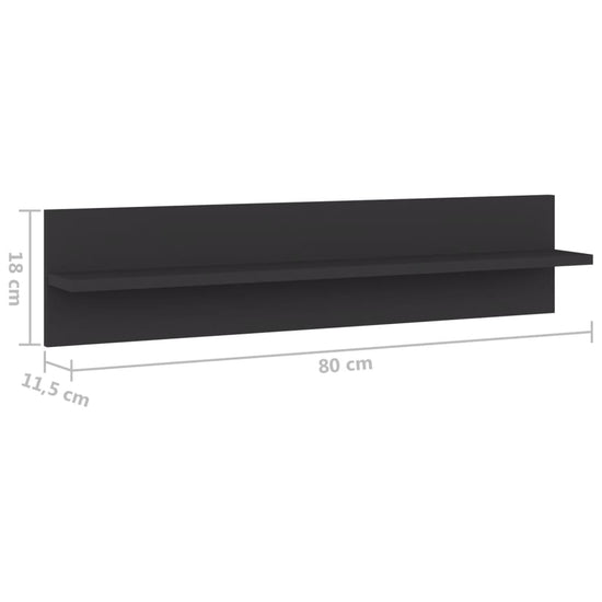 Wandschappen 2 st 80x11,5x18 cm spaanplaat grijs MeubelReus