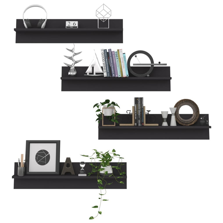 Wandschappen 4 st 80x11,5x18 cm spaanplaat grijs MeubelReus