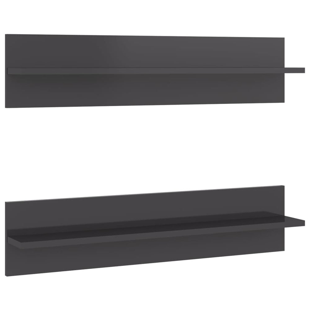 Wandschappen 2 st 80x11,5x18 cm spaanplaat hoogglans grijs MeubelReus
