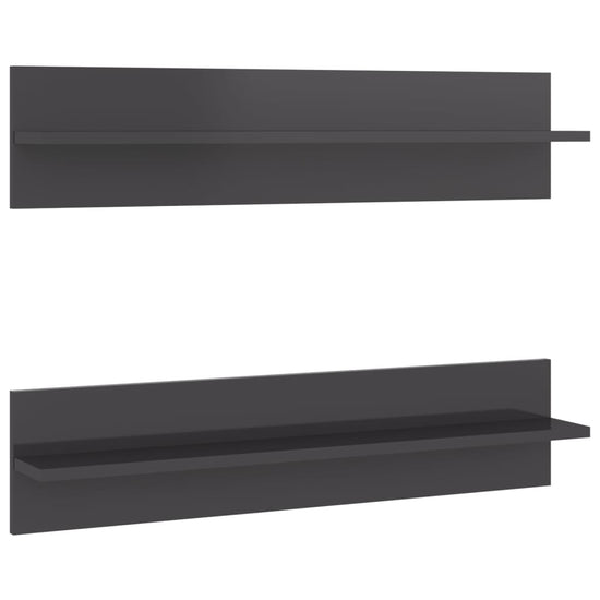 Wandschappen 2 st 80x11,5x18 cm spaanplaat hoogglans grijs MeubelReus