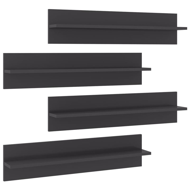 Wandschappen 4 st 80x11,5x18 cm spaanplaat hoogglans grijs MeubelReus