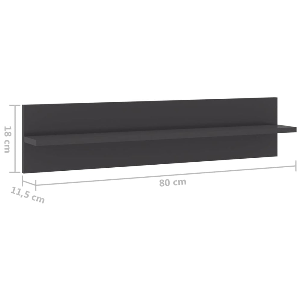 Wandschappen 4 st 80x11,5x18 cm spaanplaat hoogglans grijs MeubelReus