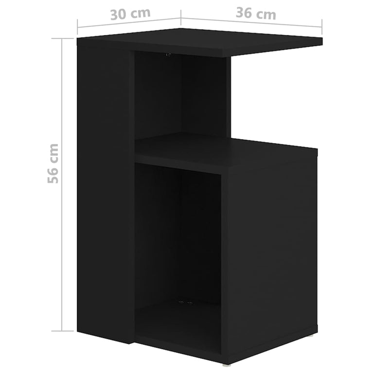Bijzettafel 36x30x56 cm spaanplaat zwart MeubelReus