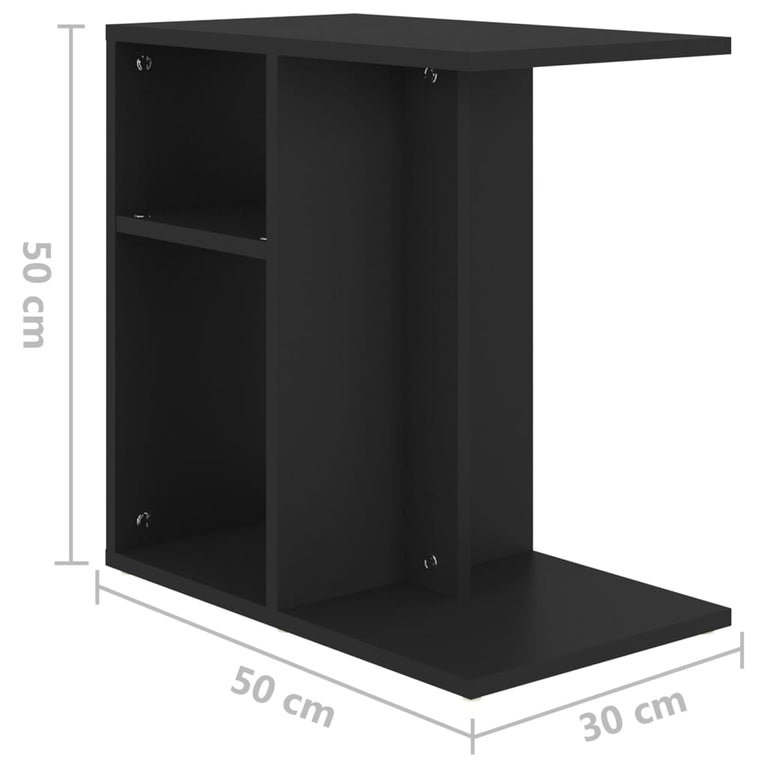 Bijzettafel 50x30x50 cm spaanplaat zwart MeubelReus