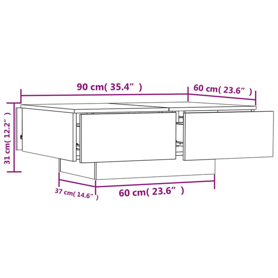 Salontafel 90x60x31 cm spaanplaat betongrijs MeubelReus
