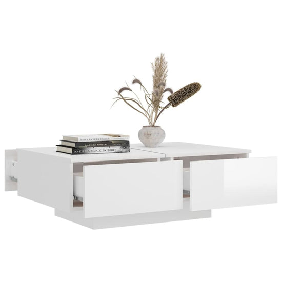 Salontafel 90x60x31 cm spaanplaat hoogglans wit MeubelReus