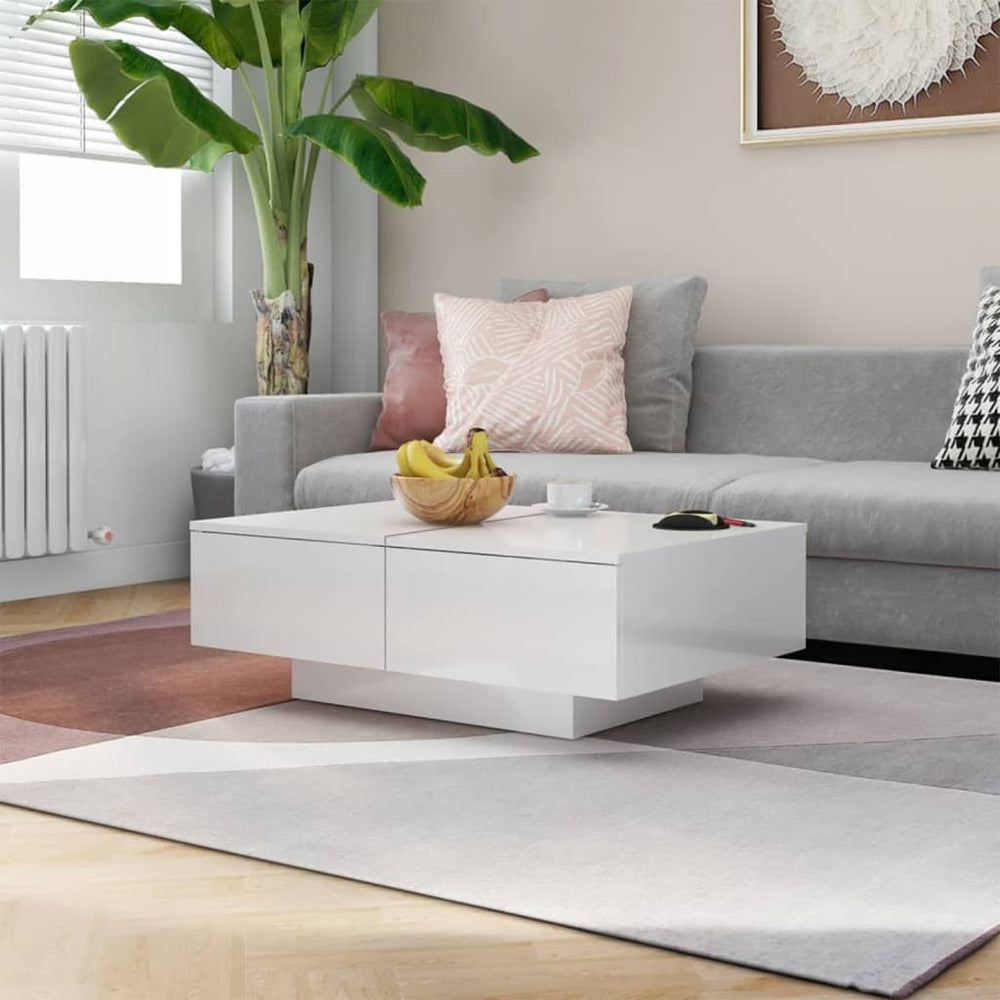 Salontafel 90x60x31 cm spaanplaat hoogglans wit MeubelReus