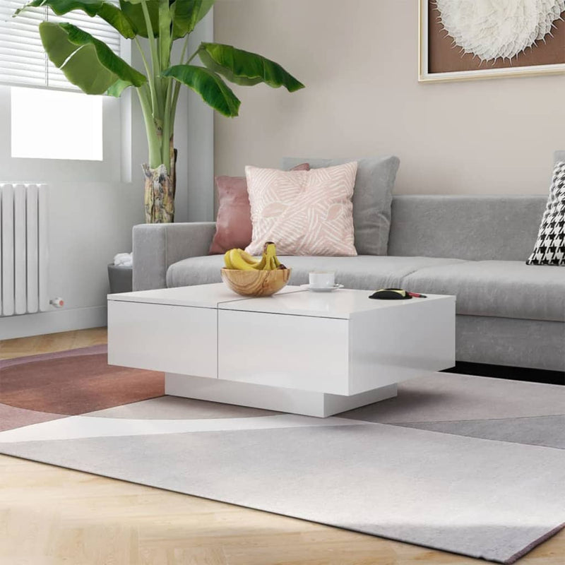 Salontafel 90x60x31 cm spaanplaat hoogglans wit MeubelReus
