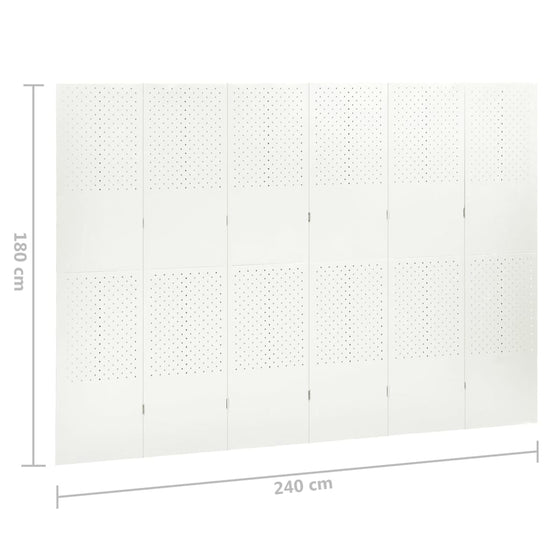 Kamerscherm met 6 panelen 240x180 cm staal wit MeubelReus
