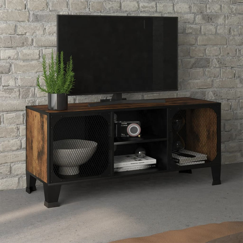 Tv-meubel 105x36x47 cm metaal en MDF rustiek bruin MeubelReus