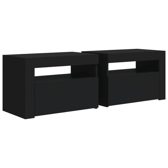 Nachtkastjes 2 st met LED-verlichting 60x35x40 cm zwart MeubelReus