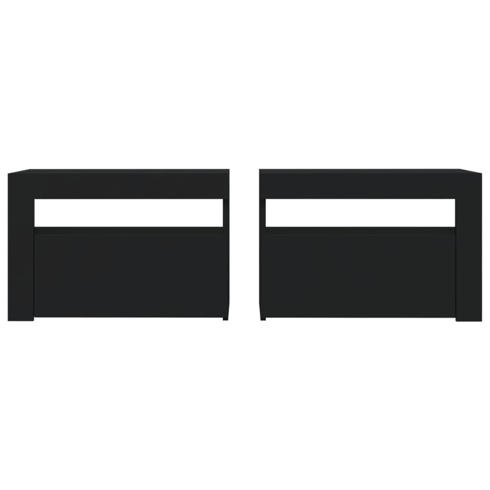 Nachtkastjes 2 st met LED-verlichting 60x35x40 cm zwart MeubelReus