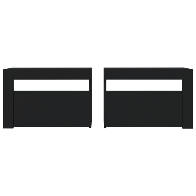 Nachtkastjes 2 st met LED-verlichting 60x35x40 cm zwart MeubelReus