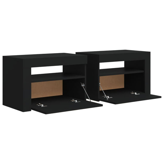 Nachtkastjes 2 st met LED-verlichting 60x35x40 cm zwart MeubelReus