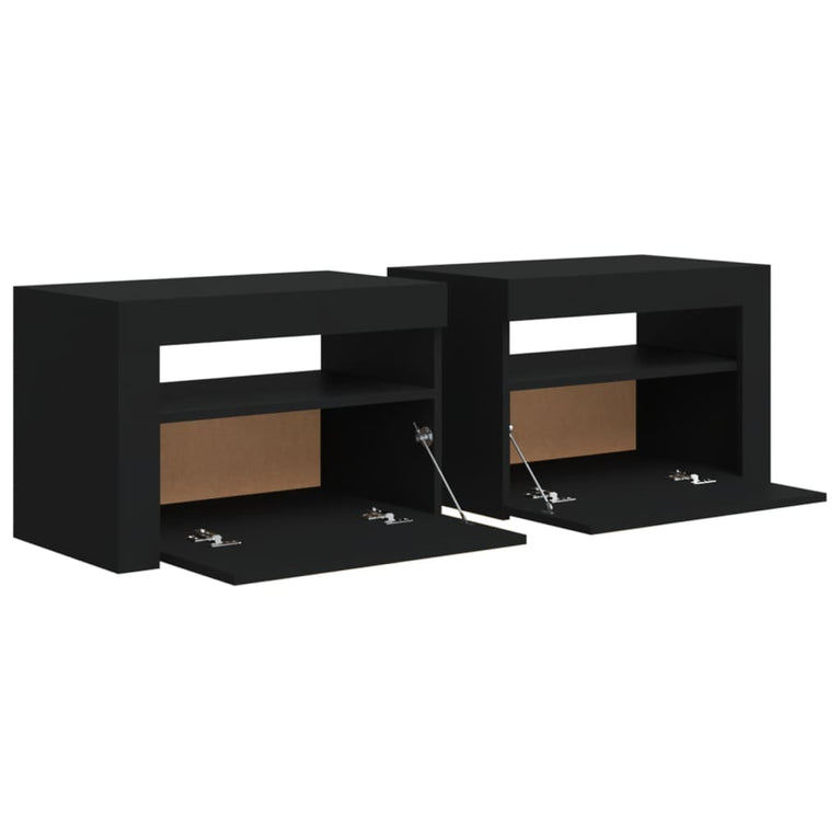 Nachtkastjes 2 st met LED-verlichting 60x35x40 cm zwart MeubelReus