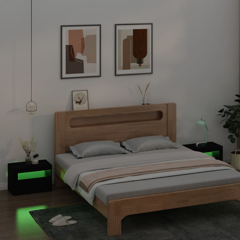 Nachtkastjes 2 st met LED-verlichting 60x35x40 cm zwart MeubelReus