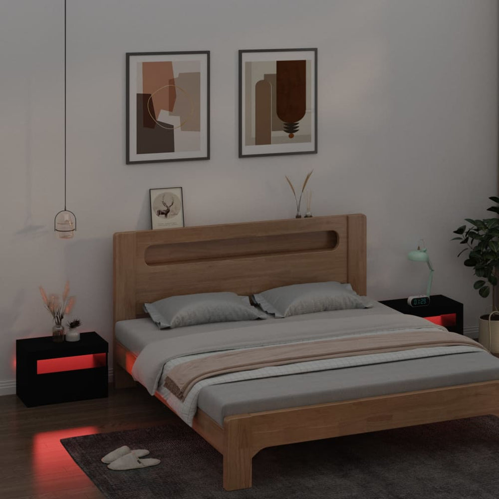 Nachtkastjes 2 st met LED-verlichting 60x35x40 cm zwart MeubelReus