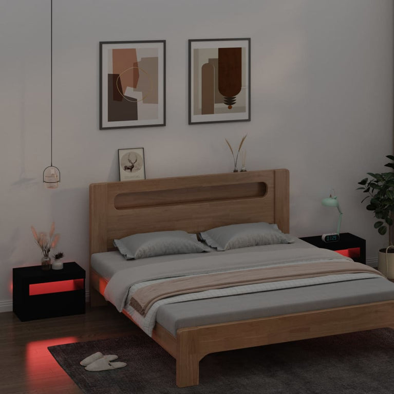 Nachtkastjes 2 st met LED-verlichting 60x35x40 cm zwart MeubelReus