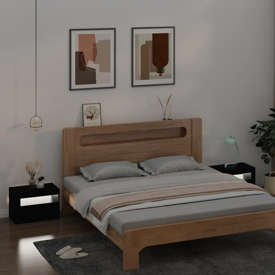 Nachtkastjes 2 st met LED-verlichting 60x35x40 cm zwart MeubelReus