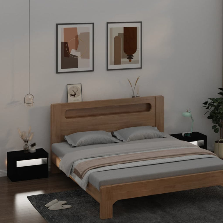 Nachtkastjes 2 st met LED-verlichting 60x35x40 cm zwart MeubelReus