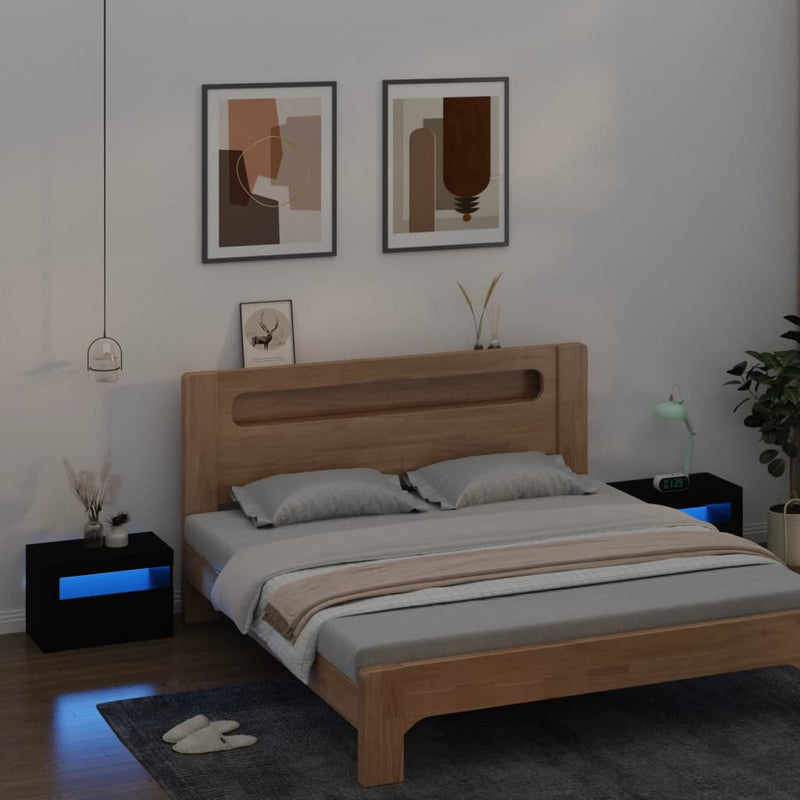 Nachtkastjes 2 st met LED-verlichting 60x35x40 cm zwart MeubelReus