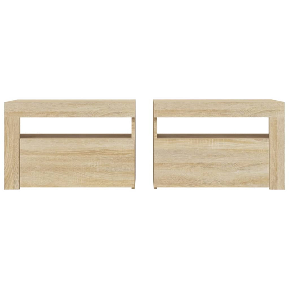 Nachtkastjes 2 st met LED-verlichting 60x35x40 cm sonoma eiken MeubelReus