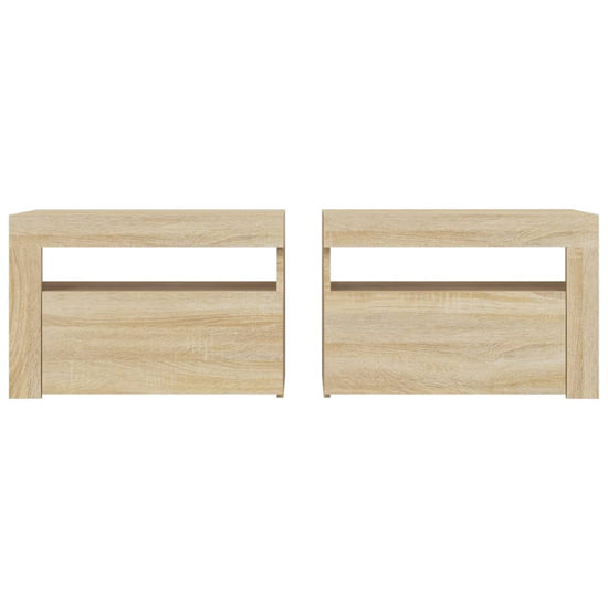Nachtkastjes 2 st met LED-verlichting 60x35x40 cm sonoma eiken MeubelReus
