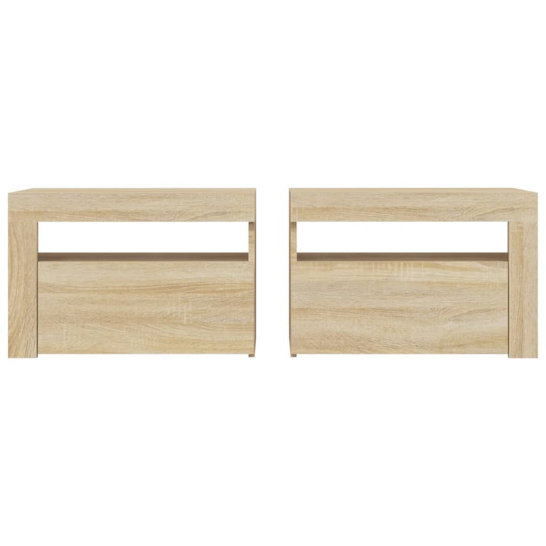 Nachtkastjes 2 st met LED-verlichting 60x35x40 cm sonoma eiken MeubelReus
